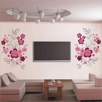 

Free Shipping Removable Vinyl Wall Stickers Flowers Living Room TV/Sofa Background Home Decoration Wall Decals 60*90cm JM7151