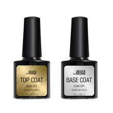 Vernizes da base e do revestimento superior uv do verniz do gel do prego dos pces do revestimento 2 do gel de 8ml uv embeber fora a arte uv do prego do gel(China)