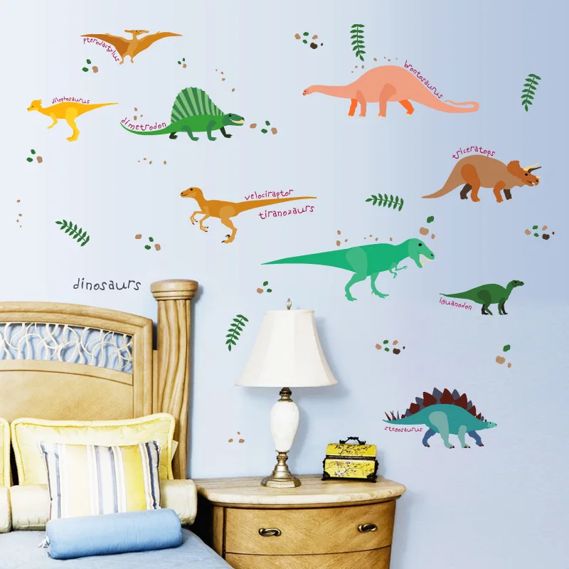 Tofok Dinosaur World Wall Stickers Children Room PVC Removable Wall Stickers 60*90cm Living Room Home Decoration Wall Decals