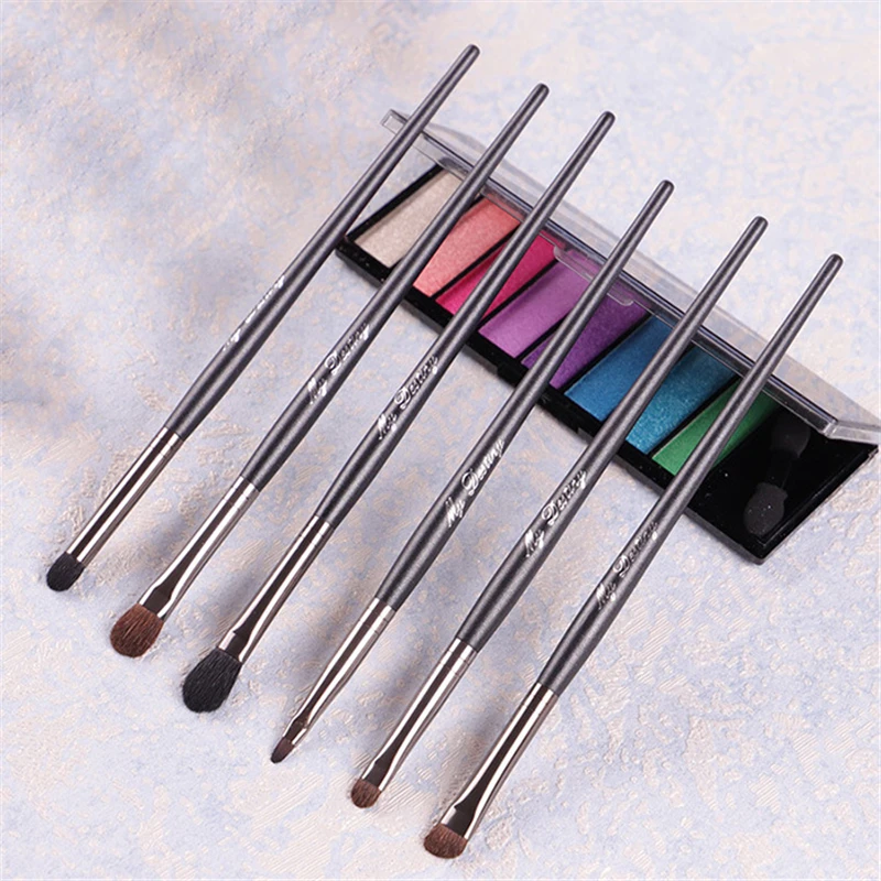 

Professional 6Pcs Eyeshadow Brushes Set Natural Goat Hair Eye Shadow Highlighter Blending Detail Eyeliner Makeup Brush Kit