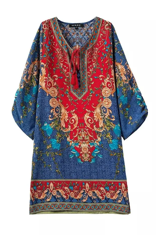 Летнее винтажное женское богемное шифоновое цельное платье с принтом в национальном стиле, индийское платье, размеры s, m, l