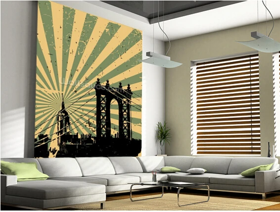 

Custom retro wallpaper,New York Vintage Poster,3D wall murals wallpaper for living room bedroom kitchen background PVC wallpaper