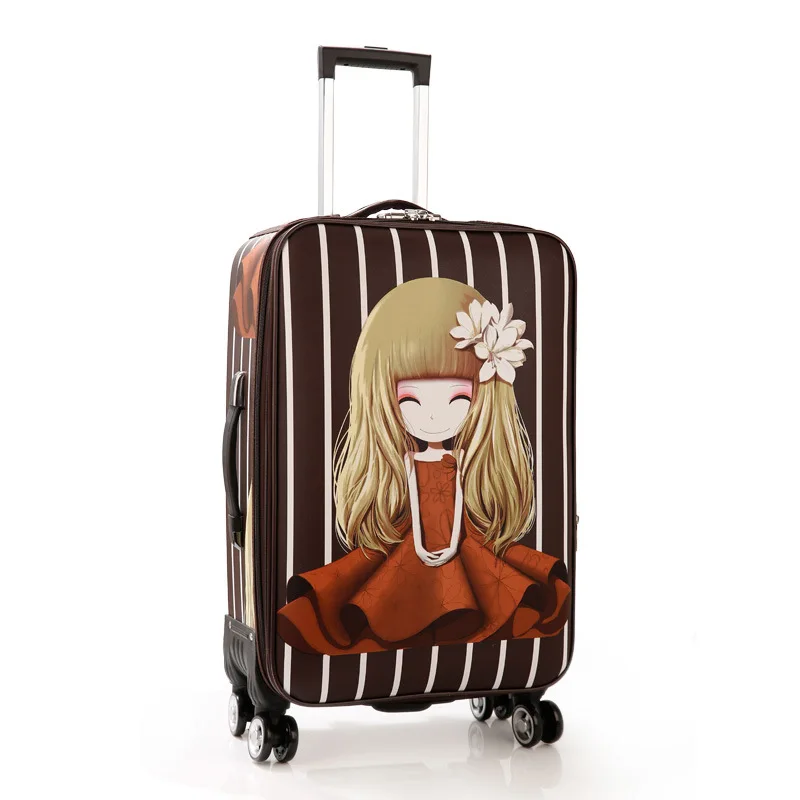 

Trolley Wheeled Suitcase Business Large Travel Bag 20"24"Luggage Bag Women's Love girl Canvas Luggage Rolling student suitcase