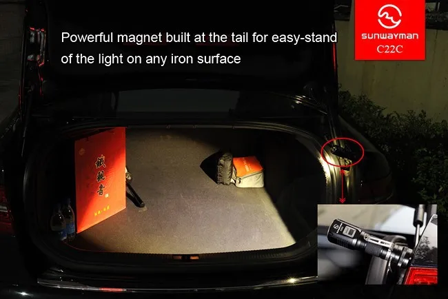 2015  Sunwayman C22C flashlight 1000 lumens U2 LED side R5 LED night traveler IPX8 NEUTRAL WHITE to - 32608180877