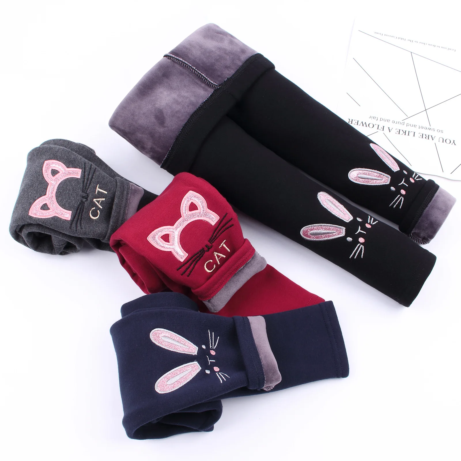 

Girl Pants Kids Girls Cartoon Leggings Thicken Warm Children Elastic Waist Pants Girl Clothing for Winter 3-10T Pencil Pants