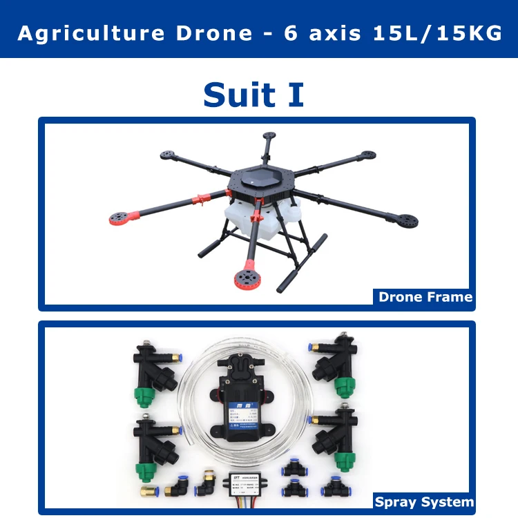 6 axis 15L/15KG waterproof Agricultural spraying drone flight platform 1550mm wheelbase 15KG