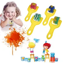 4Pcs Set Kid Art Star Craft Painting Tool Sponge Paint Roller Brush Plastic Handle Set Children