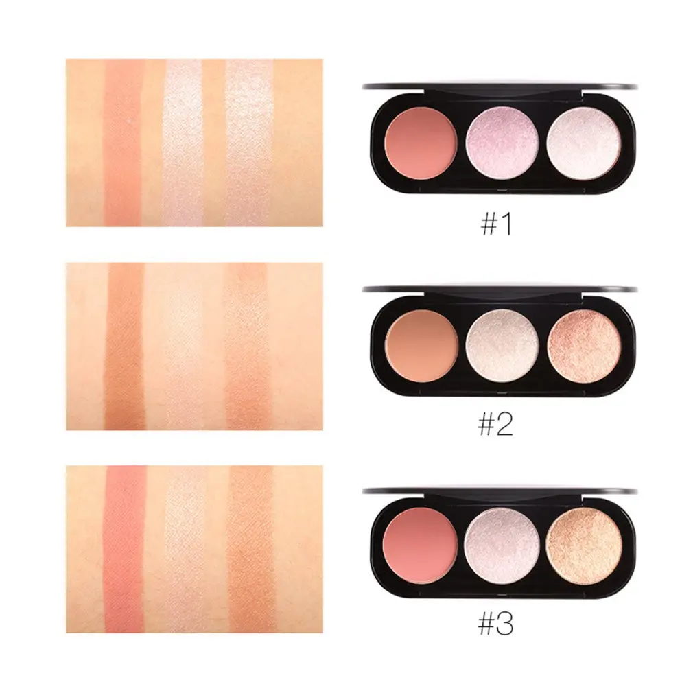 

3 Colors/SET Natural Women Makeup Blush Natural Charming Cheek Cosmetic Make Up Blusher Powder Cosmetic Tool