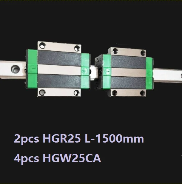 

2шт Китай HGR25 L-1500mm линейной направляющей/рельсы + 4 шт HGW25CA/HGW25CC линейные блоки перевозки фланцевые CNC