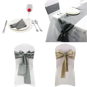 

Cheap Nature Elegant Burlap Chair Sashes Jute Chair Bow Tie For Rustic Wedding Event Party DIY Home Birthday Party Decoration