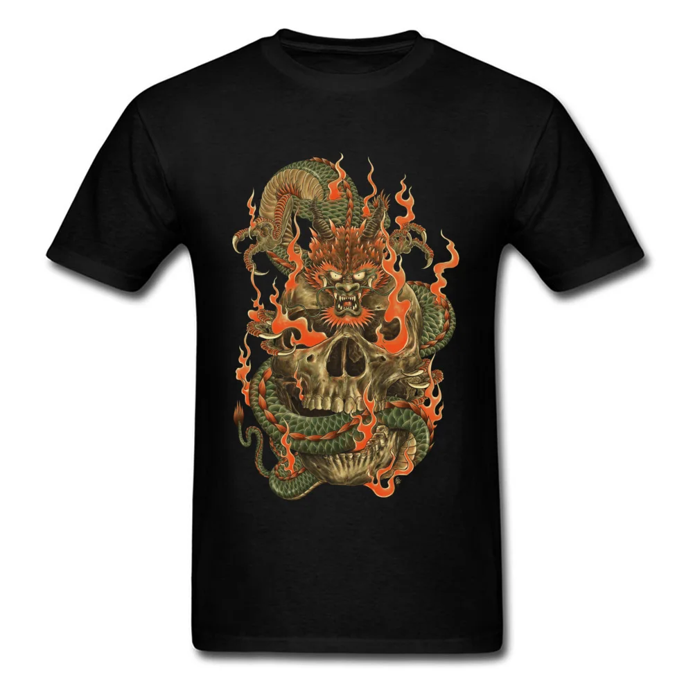 Special Oriental Dragon Design Short Sleeve T-Shirt Summer/Autumn Round Neck All Cotton Tees for Men T Shirt Normal Oriental Dragon black