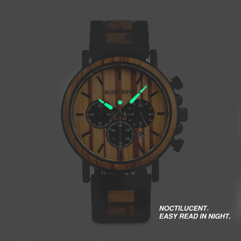BOBO BIRD Брендовые мужские часы с металлическим деревом, хронограф, кварцевые мужские наручные часы с Т-образным ремешком, часы с логотипом, U-P09 на заказ