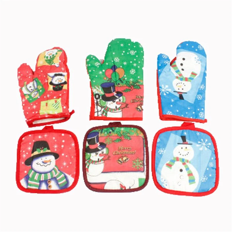 1 Set Christmas Baking Anti-Hot Gloves Oven And Microwave Insulation Mat Cloth Waterproof Wear-resistant Creative C0419#30      08