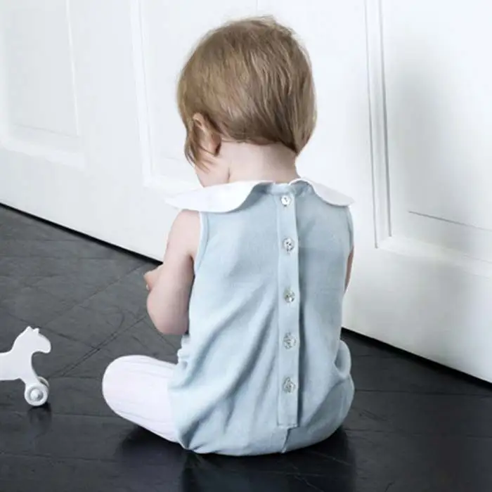 Summer Twins Baby Pure Cotton Bodysuit Fashion Toddler Girl Lotus Leaf Collar Jumpsuit Children Sleeveless Onesie Clothes 9-24M (10)