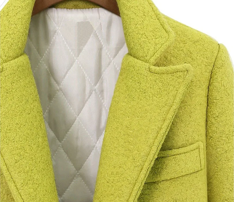 Double Femelle 2018 Femmes Noir Mode Automne Manteaux En Manteau Laine jaune Longue Boutonnage Hiver Mélange Cachemire Épaississent RYqSYwPr