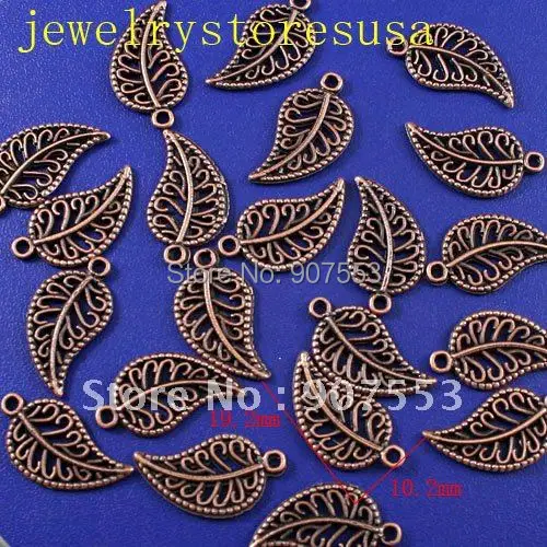 

60pcs antiqued copper leaves charm pendants h0586