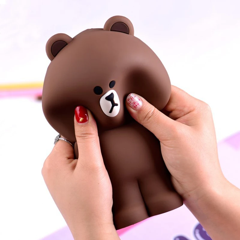 Чехол для карандашей с мультипликационным принтом, милый силиконовый чехол для карандашей с 3D изображением коричневого медведя кролика, детские игрушки, подарки для детей, декор для девочек