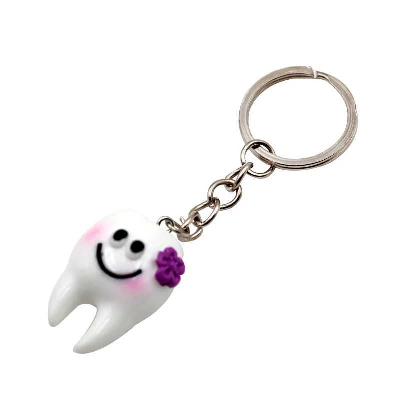 10pcs Dental Teeth Shape Model Simulation Tooth Key Chain Fashion Cartoon Lovely Girls  Gift Pendant Teeth Key Chain