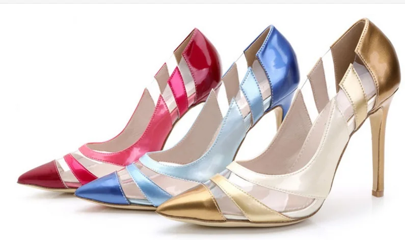 Женские туфли-лодочки на очень высоком каблуке; туфли с острым носком; женские свадебные вечерние туфли-лоферы из лакированной кожи; цвет синий, золотой, красный; большие размеры