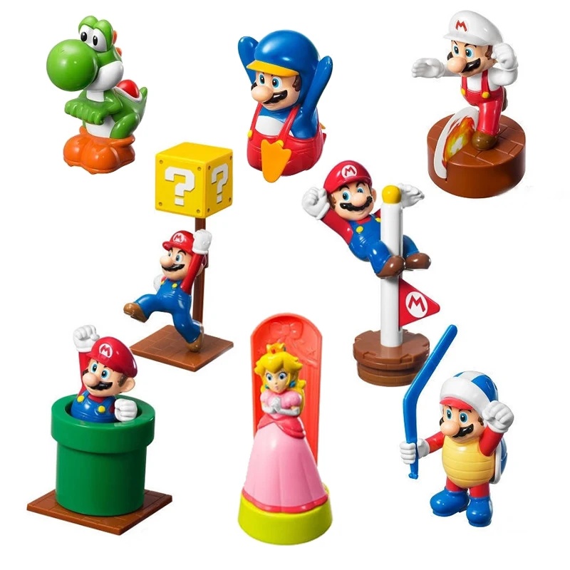 Hot sale mcdonald 's 2014 super mario toy full set 8pcs/ lot supermario
