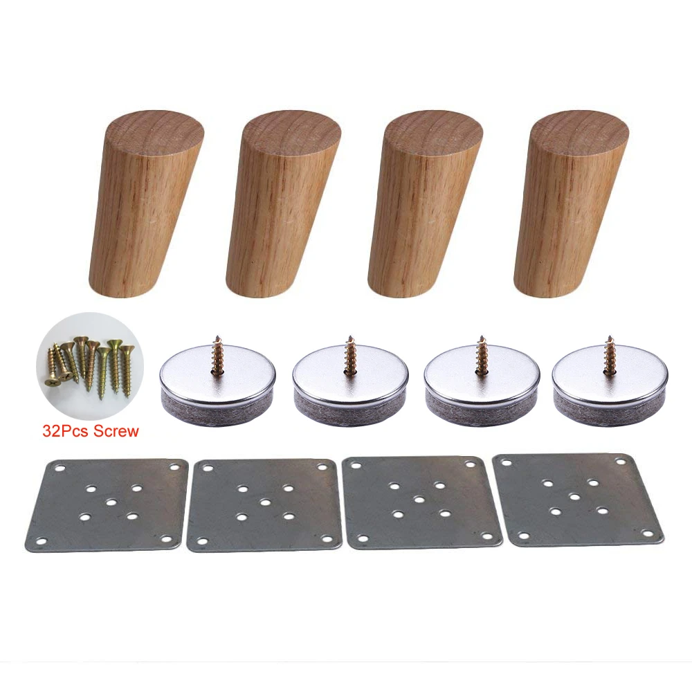 4pcs Mobel Beine Fusse Sofa Beine 4 Zoll Eiche Verjungt Zuverlassige Holz Mobel Tee Tisch Beine Sofa Fusse Mit Schrauben Und Matten Furniture Cups Aliexpress