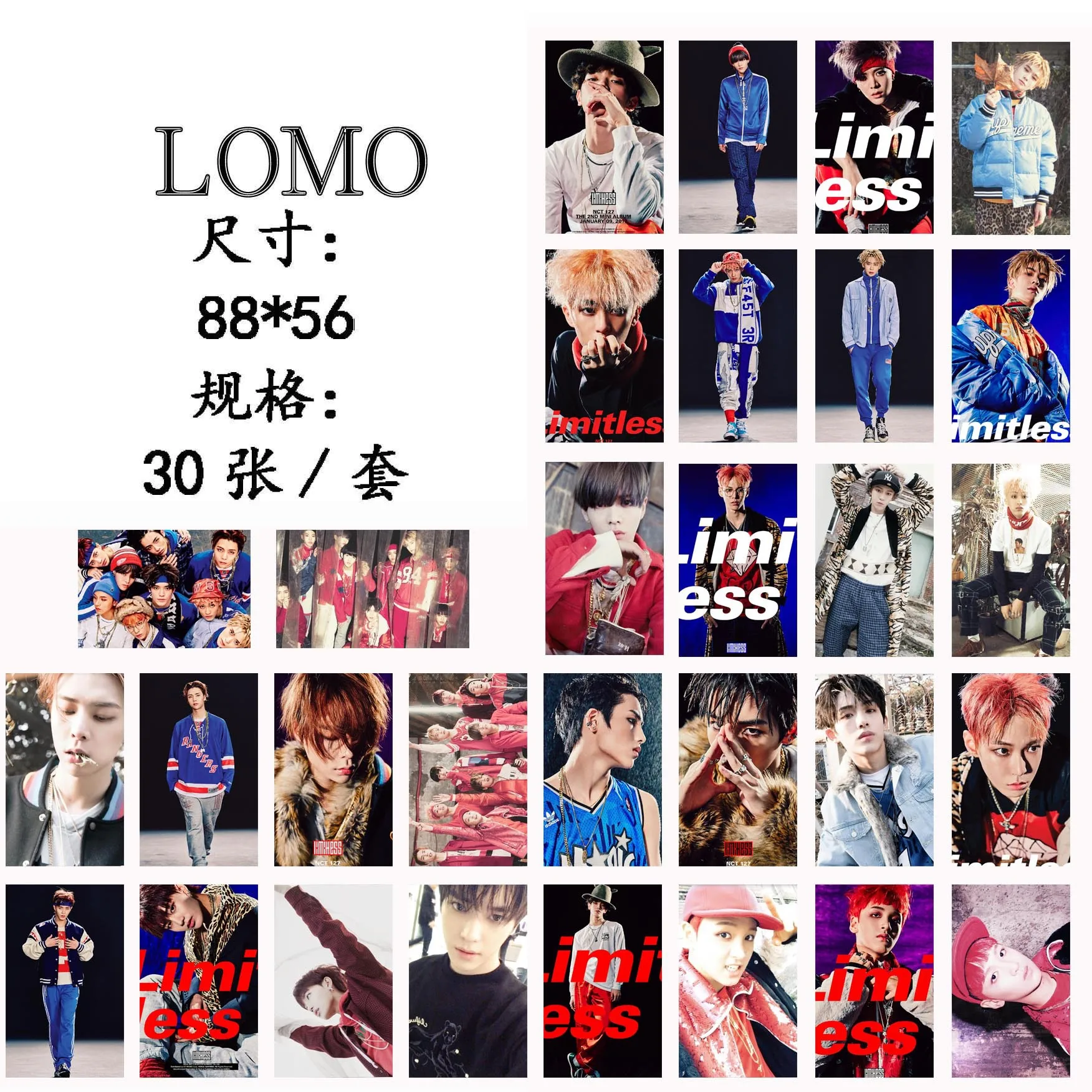 [MYKPOP]NCT 127 карты без ограничений LOMO новая модная фотобумага Фотокарта HD