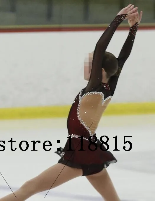 Коричневый Катание на коньках платье Обувь для девочек конкурс Фигурное катание Платья для женщин дети пользовательские лед фигурное