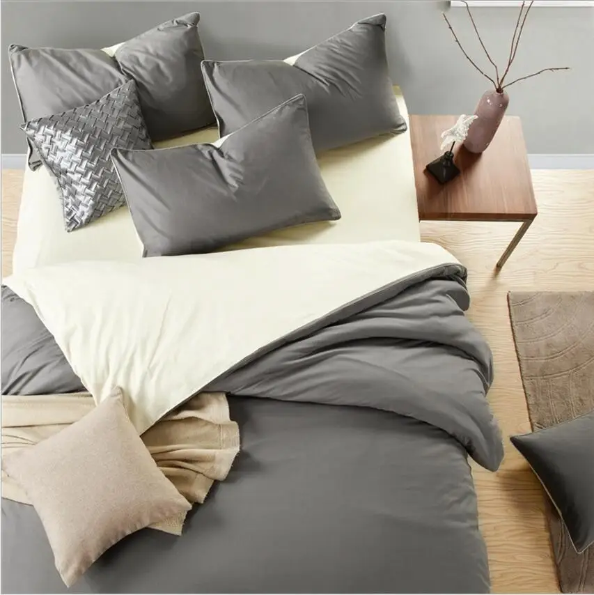 

Home Decoration Bedding Set Twin Queen King Size Simple Bedclothes Bed Cover 4pcs Gray Duvet/Quilt Cover Flat Sheet Pillowcase
