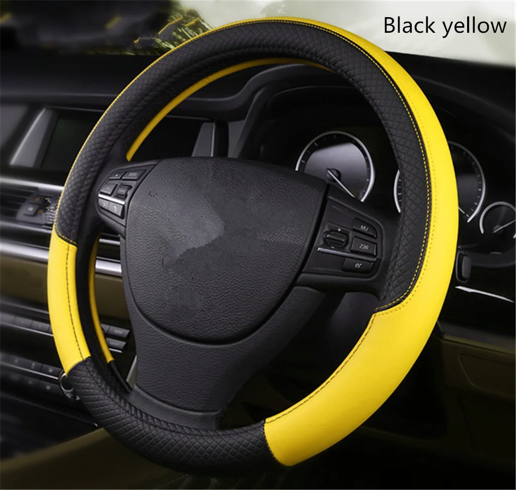 Крышка рулевого колеса автомобиля из искусственной кожи 38 см противоскользящие автозапчасти для Chevrolet Trailblazer Onix Tru Orlando Code - Название цвета: fxp-Yellow