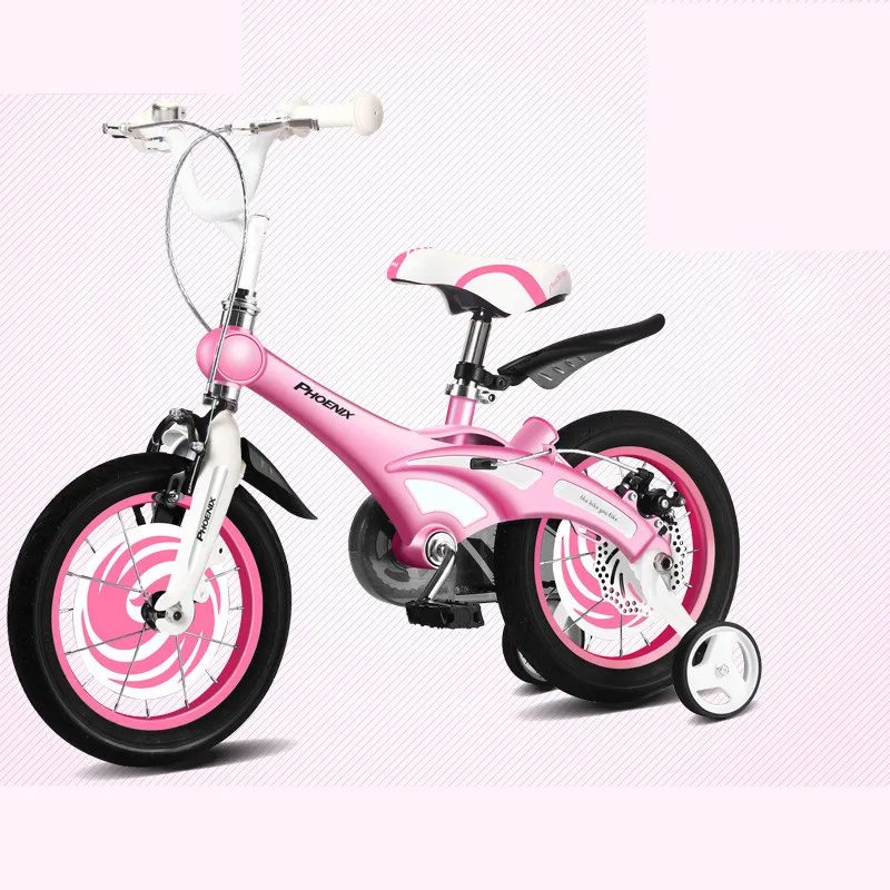 New Brand Magnesium Alloy Frame Child Bike 12/14/16 inch Auxiliary Wheel Dual Disc Brake Bicycle Boy Girl Children buggy