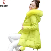 2017 New Warm Slim Topcoat Coats With Fur Hood Zipper Medium Long Overcoat A Shape Down Parkas Pom Pom Outerwear YY42