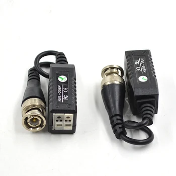 

4pcs(2pairs) Video Cable Connector Monitor Passive Waterproof Twisted Pair Transmitter,Card Line Interface BNC Q9 Plug