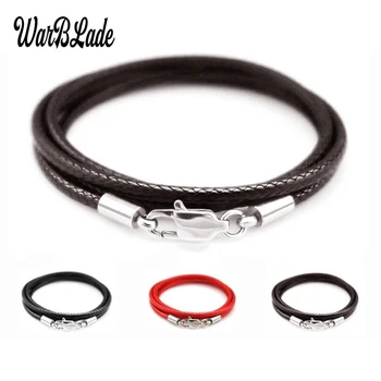 

3pcs/lots 1.5mm 2mm 3mm Leather Cord Waxed Rope Necklace Stainless Steel Lobster Clasp Connector Chain For DIY Jewelry Making