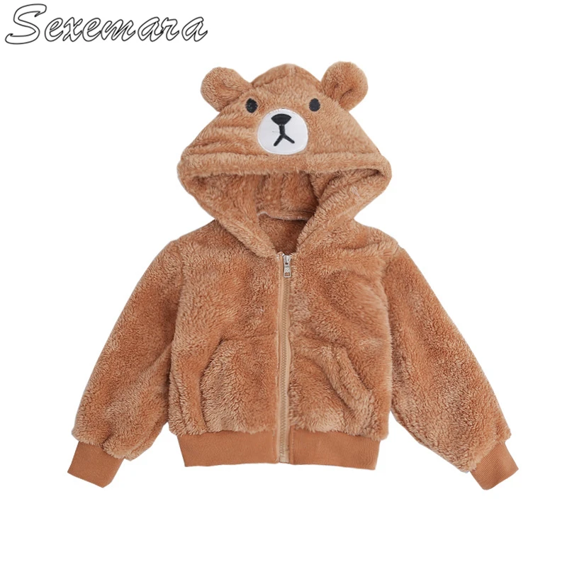 

SexeMara Boys Winter Children's Bears Double-sided Arctic Fleece Hooded Jacket Baby Warm Top