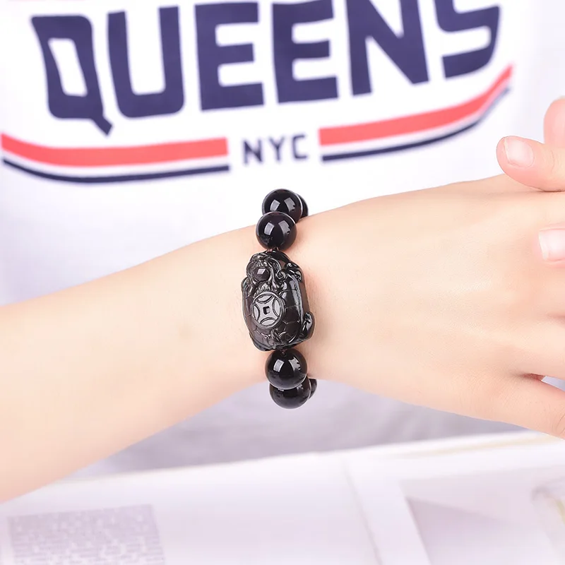 Pulsera con cuentas de tortuga y dragón para hombre y mujer, brazalete con  cuentas de obsidiana, Ojo de arcoíris, piedra Natural, 8 12mm, joyería| Pulseras de hilo| - AliExpress