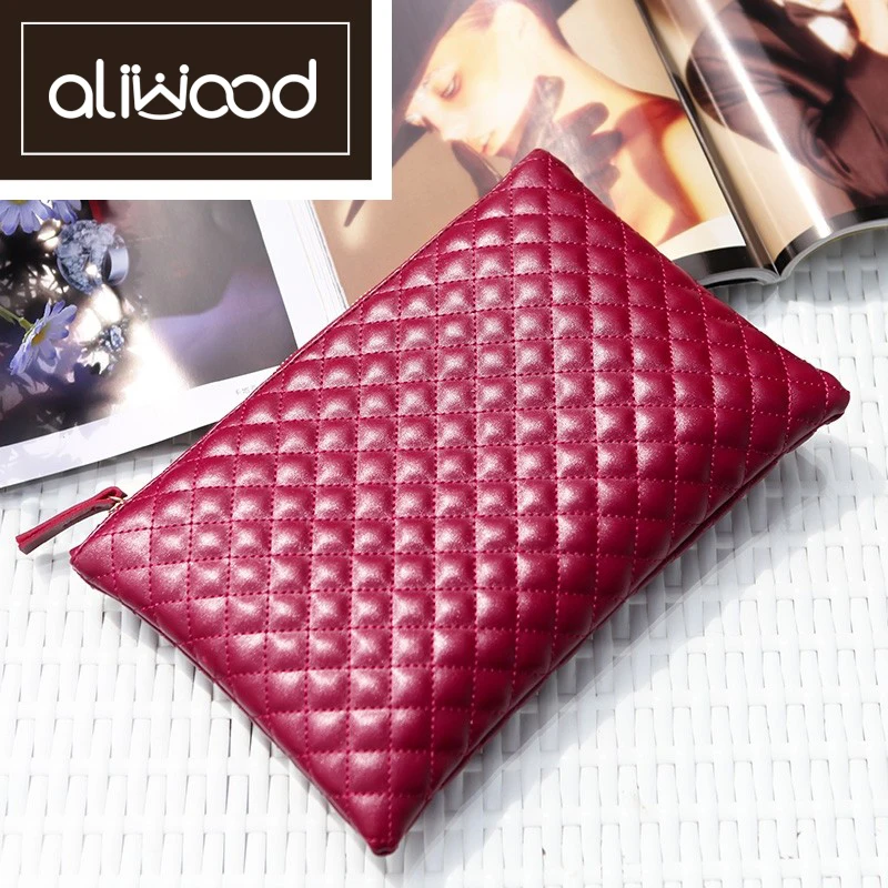

aliwood 2023 Casual Lingge Women's Clutch Bags Elegant Diamond Lattice Brands Envelope Bag Leather Evening Bag Handbag Embrayage