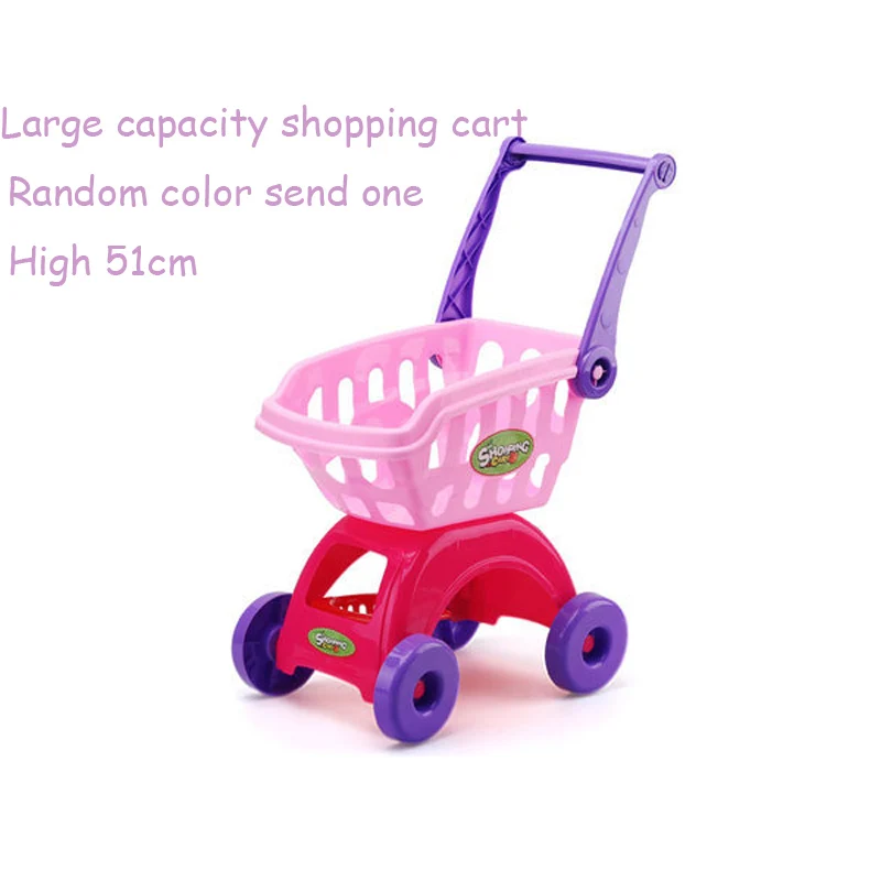 Дети моделирование мини Корзина Игрушки супермаркет складной тележки Handcart забавное хранилище корзина для фруктов игрушки для детей - Цвет: Pin