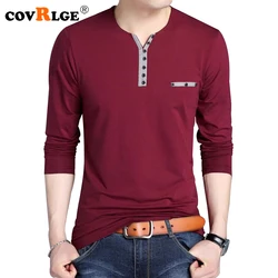 Covrlge Men Tee Shirt Russian 2018 Spring Long Sleeve Men's T-shirt Fashion Slim Fit V-neck Tshirt Casual Male Tops MTL090 Covrlge Men Tee Shirt Russian 2018 Spring Long Sleeve Men's T-shirt Fashion Slim Fit V-neck Tshirt Casual Male Tops MTL090