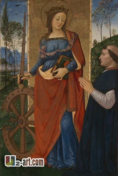 

Canvas Prints (Saint Catherine of Alexandria with a Donor) home decor classic oil painting print on canvas hot sale Religion-362