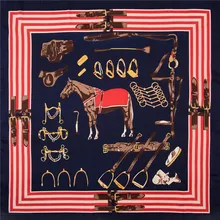 POBING 70 см* 70 см испанская лошадь небольшие Квадратные платки хиджаб роскошный бренд пятнистый Шелковый женский шарф Дамская повязка на голову с принтом шейный платок