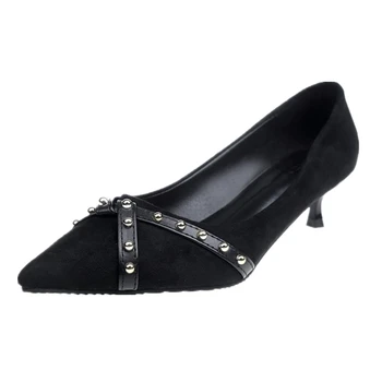 

Ho Heave Women Comforty New Style Flock Pumps Shoes Women Fashion Shallow Shoes Thin Heel Mid Heel Pointed Toe Pumps Lady Shoes