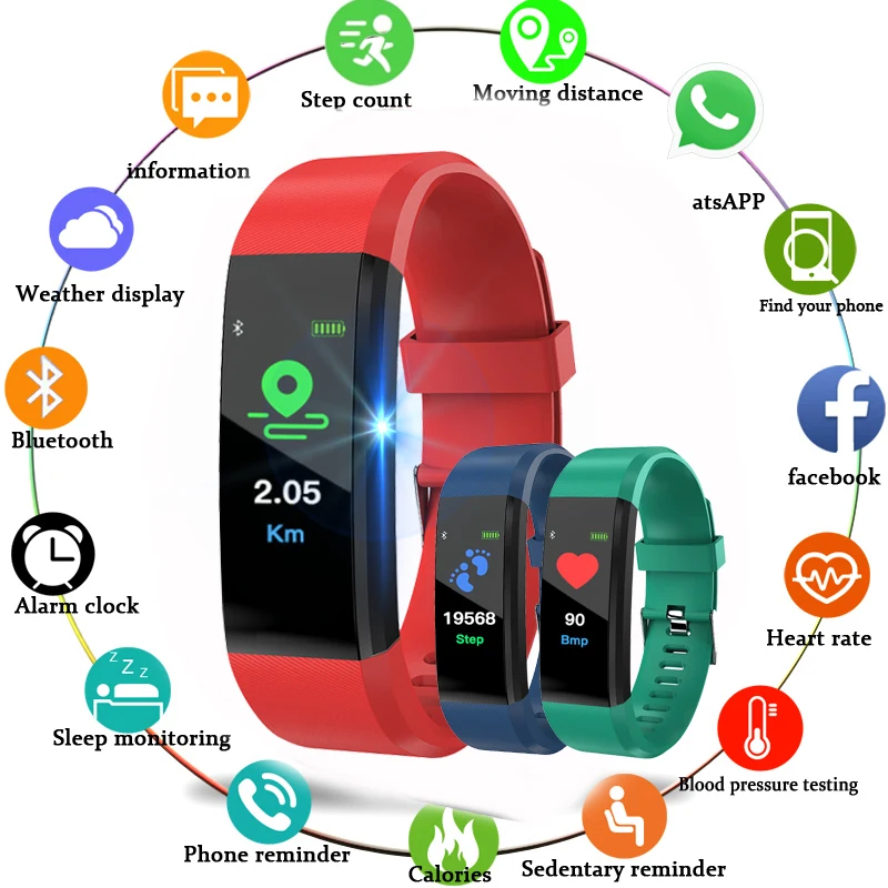 

Digital Watch Sport Smart Bracelet Fitness Tracker Message Content Caller ID Display Bluetooth Connection for Men Women watches