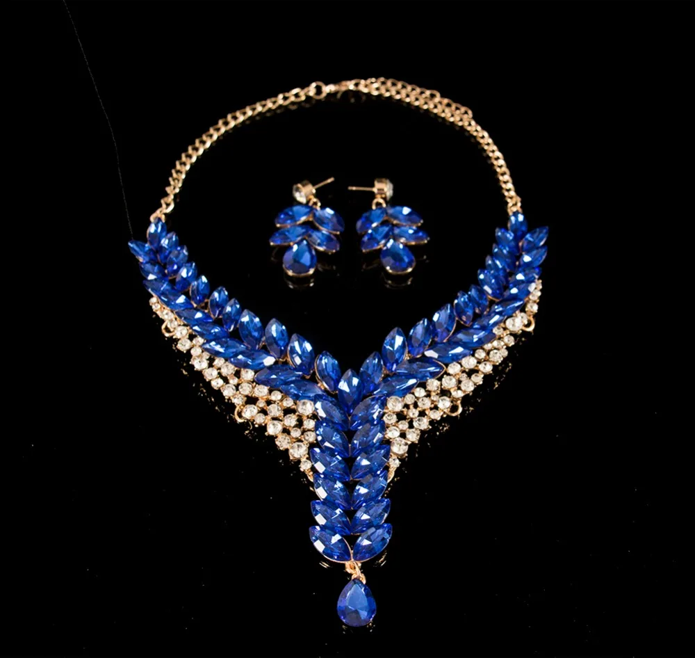 LAN дворец последние африканские бусы для свадьбы золотой цвет многоцветные Ювелирные наборы ожерелье и серьги шесть цветов