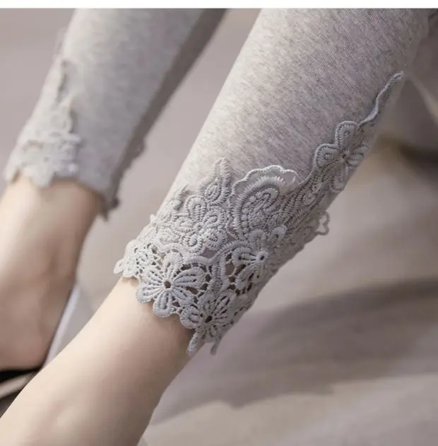

2019 spring and autumn Korean style maternity lace hem patchwork cotton legging pregnant women high waist trousers belly pants