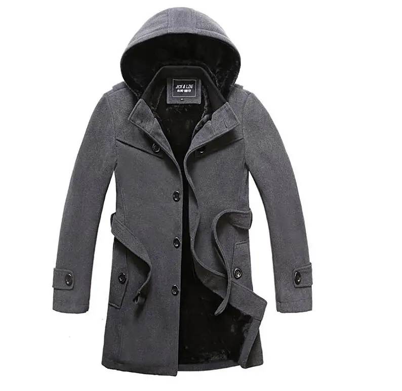 Noir Plus Coupe Manteau Mode Poitrine Casual Pour Veste À Tranchée 2017 Manteaux vent gris Hiver Hommes Long Unique La Taille Capuchon Bussiness 4xl qq61pr