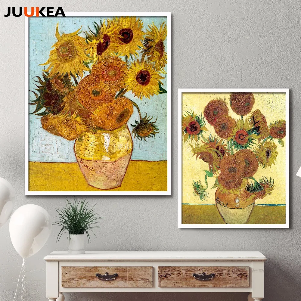 

Vincent van Gogh Classical Sunflower High Quality Canvas Art Print Painting Poster, Wall Picture For Living Room, Home Decor