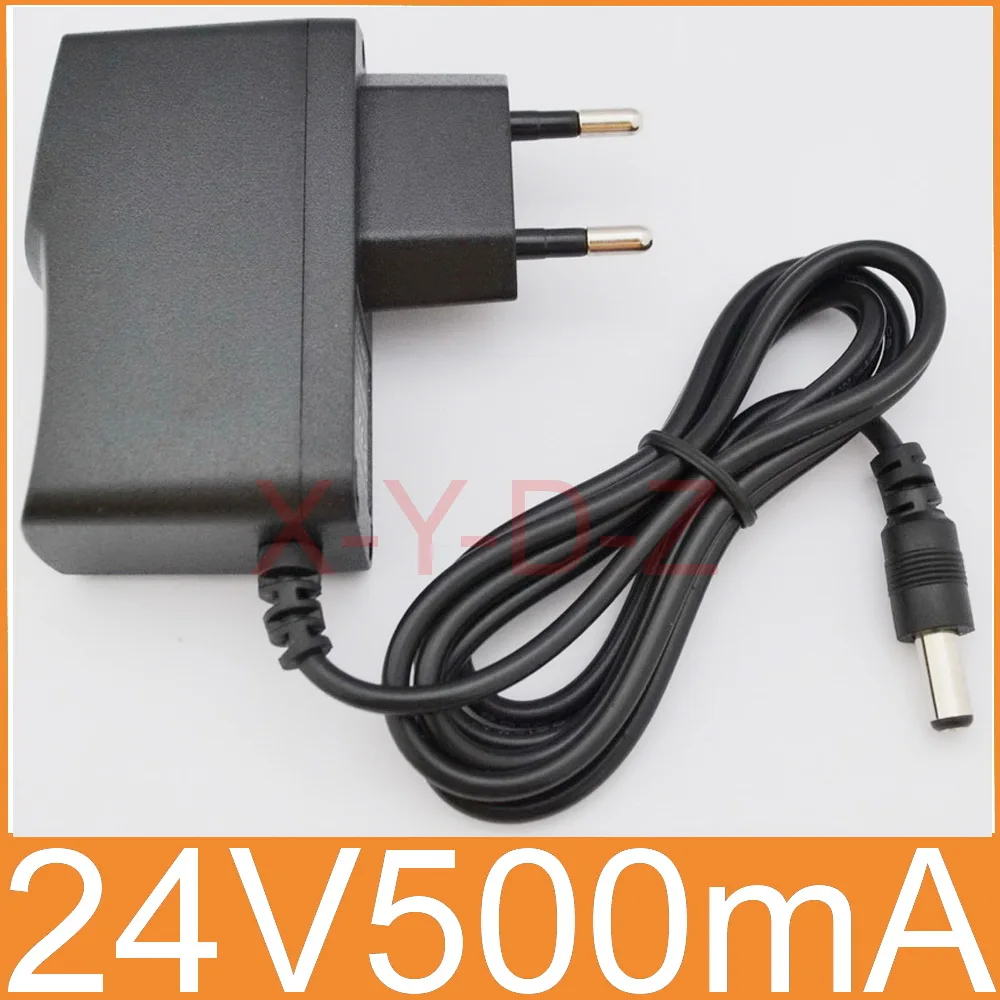 1 шт. 24V500mA AC 100 V-240 адаптер конвертер DC 24V 0.5A 500mA Питание ЕС штекер постоянного тока 5,5 мм x 2,1 мм-2,5 мм