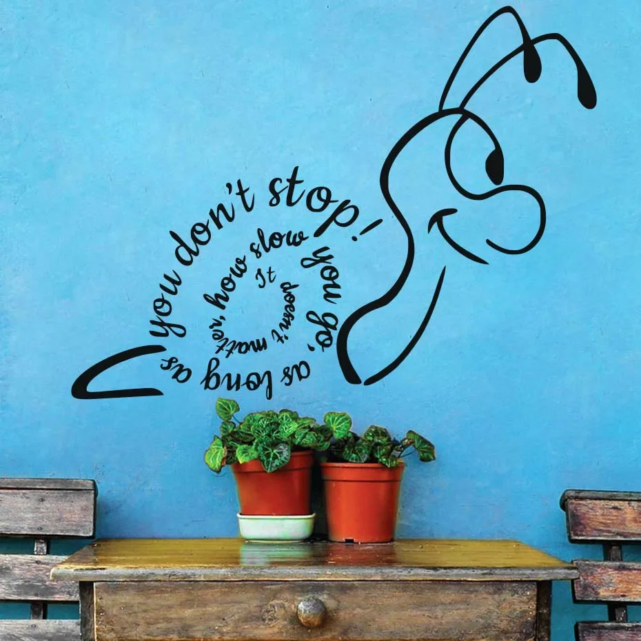 Snails Design Inspirational Quote As Long As You Don'T Stop Wall