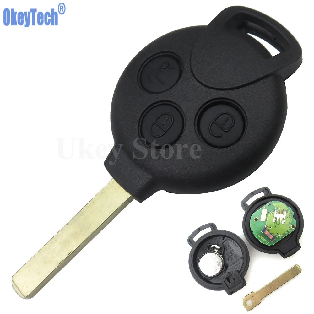 OkeyTech New Remote Key Keyless Entry Fob 3 Button For MERCEDES BENZ MB Smart 451 433MHZ with ID46 7941 Tranponder Chip