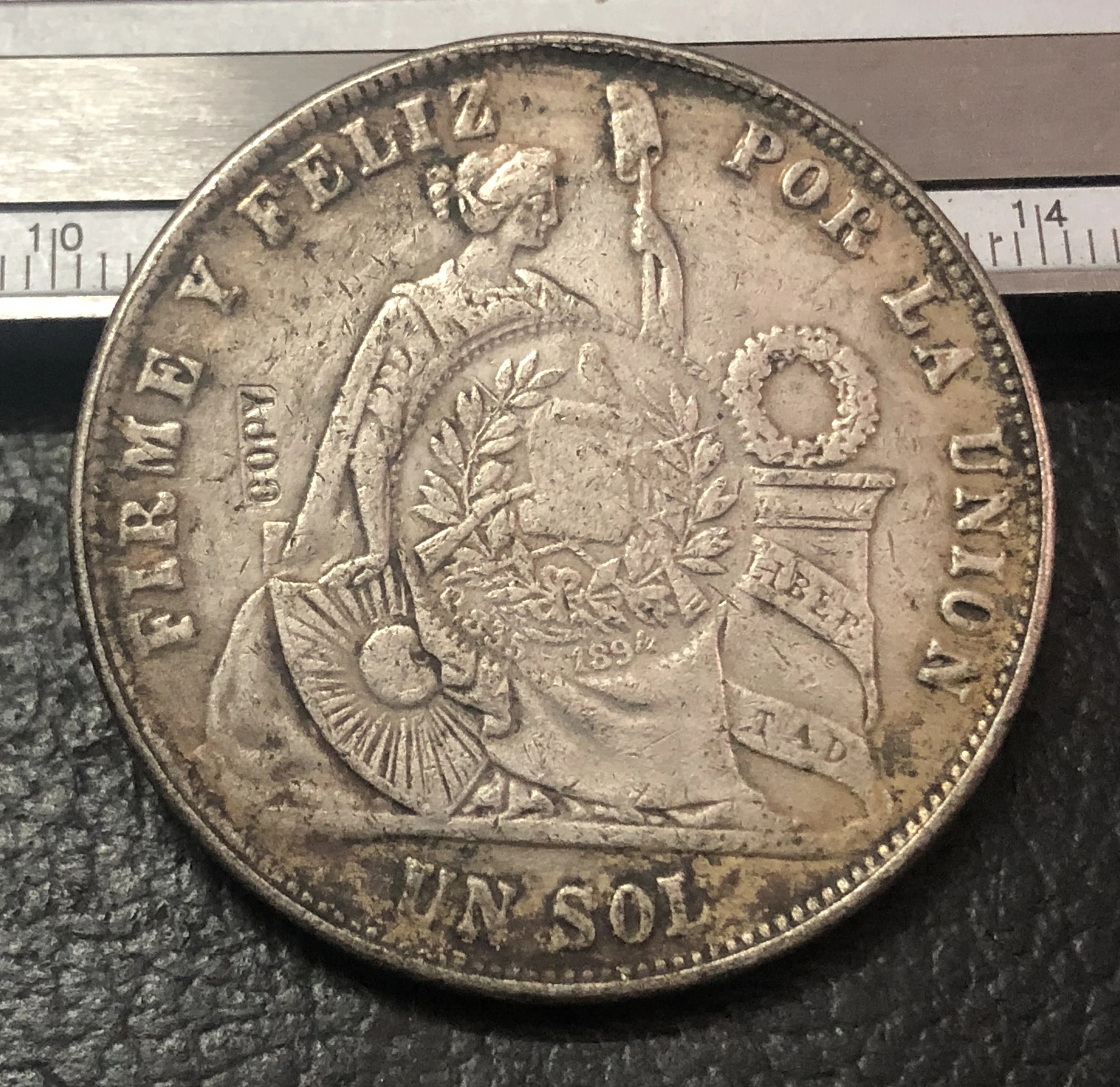 1864 Перу 1 соль имитация монеты